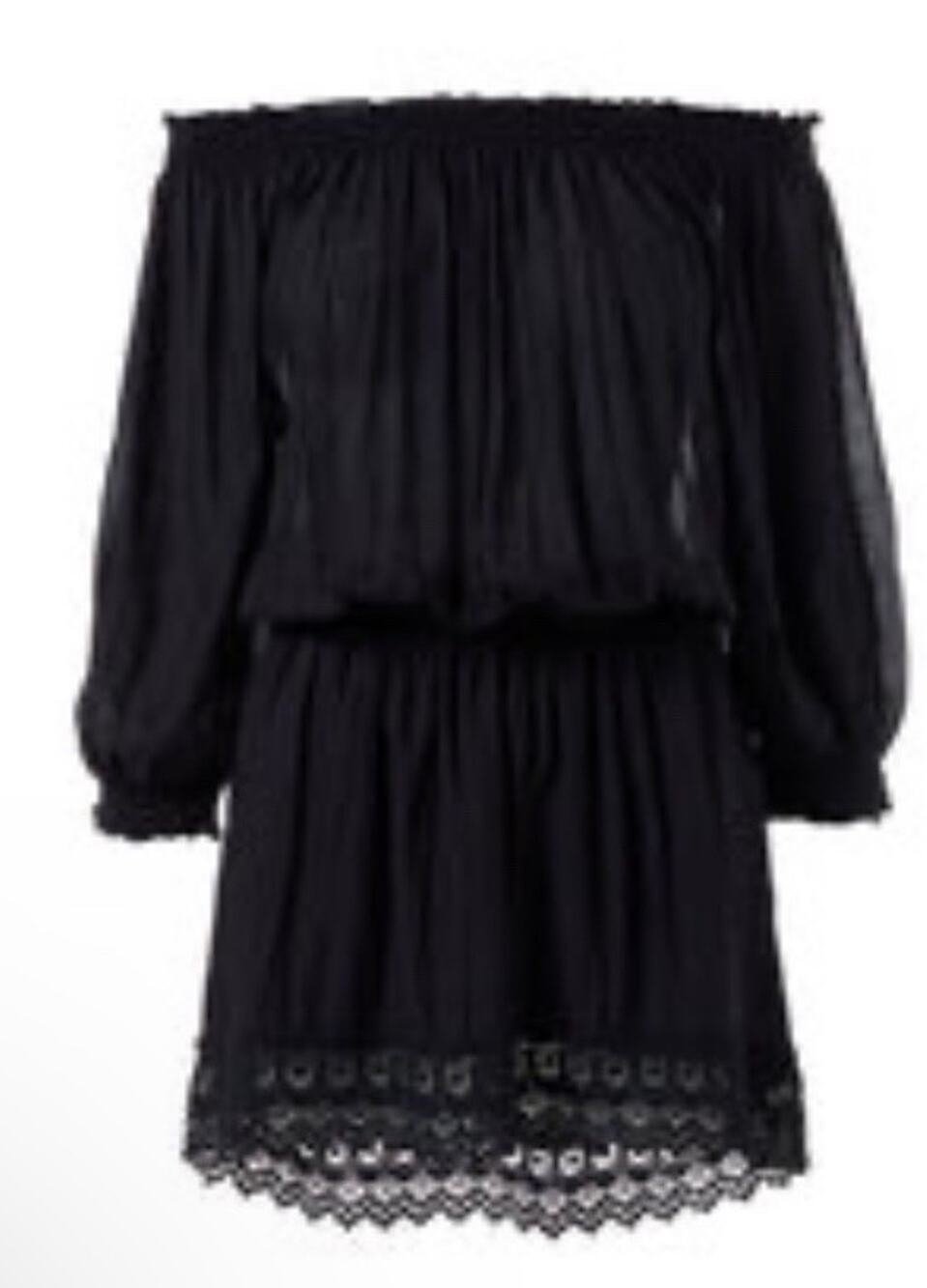 Melissa Odabash Dress Womens Size Medium Ivy Black Mini Off The Shoulder Eyelet